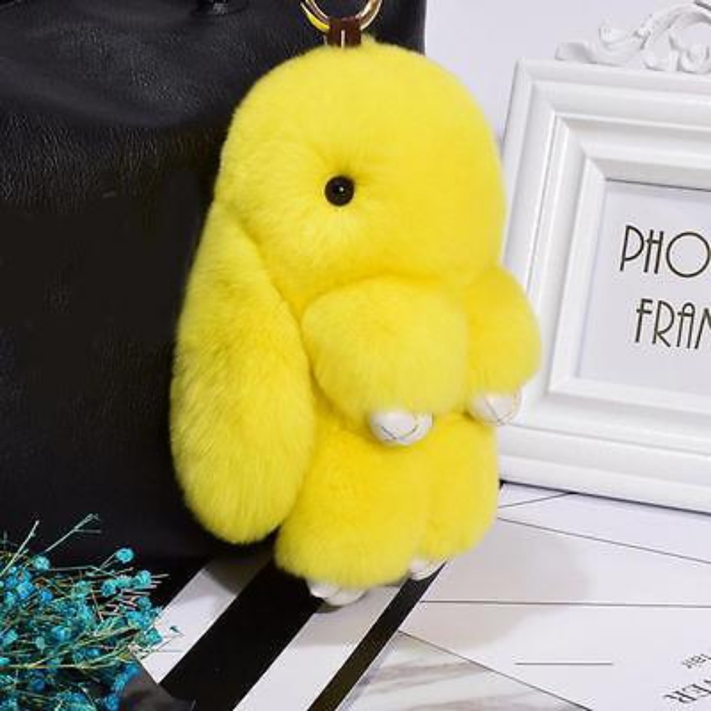 Yellow Fluffy Bunny Keyring